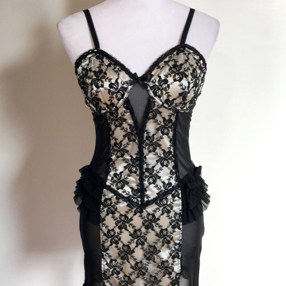 Lip Service Vintage Vaudeville Vamps Gothic Victorian Lace & Mesh Dress XS